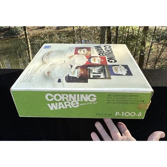 Vintage Corning Ware Menu-ette 6 Piece Set Spice Of Life NIB P-100-8 New! Sealed - Picture 2 of 8